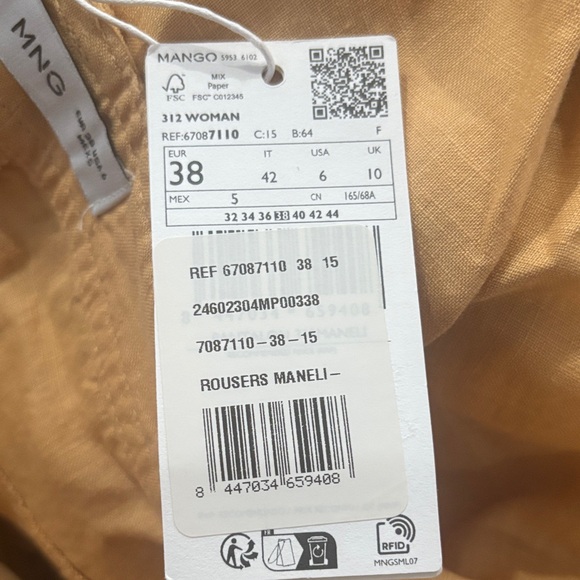 Mango Wide Leg Orange Pants for Women - Picture 8 of 11